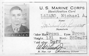 Michael Lazaro's US Marine Corps ID Card